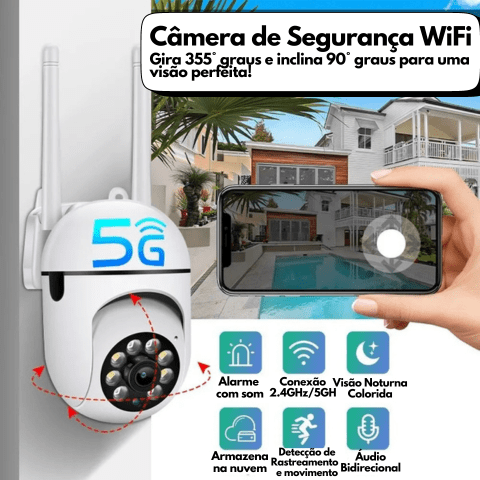 Câmera de Vigilância Sem Fio SafeGuard Pro AI 5G